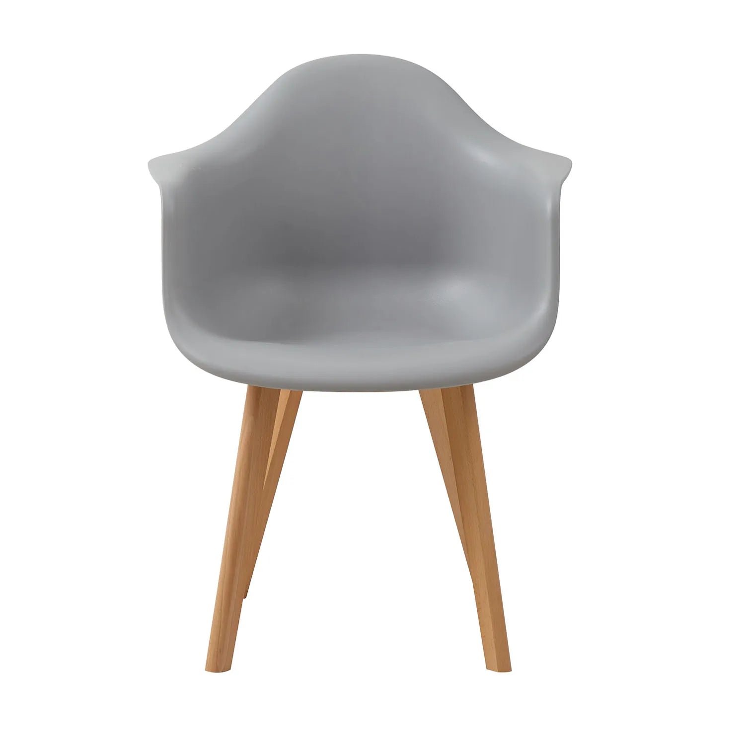 Set van 2 Retro Eetkamerstoelen met Armleuning – Scandinavische Design Stoelen met Beukenhouten Poten – Moderne Kunststof Kuipstoelen