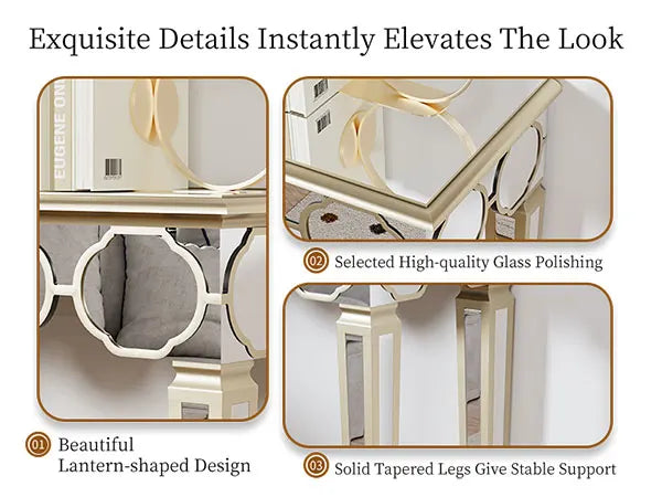 Spiegelconsole Tafel Zilver Goud met Spiegelafwerking – Moderne Sidetable voor Hal en Woonkamer (120 cm)