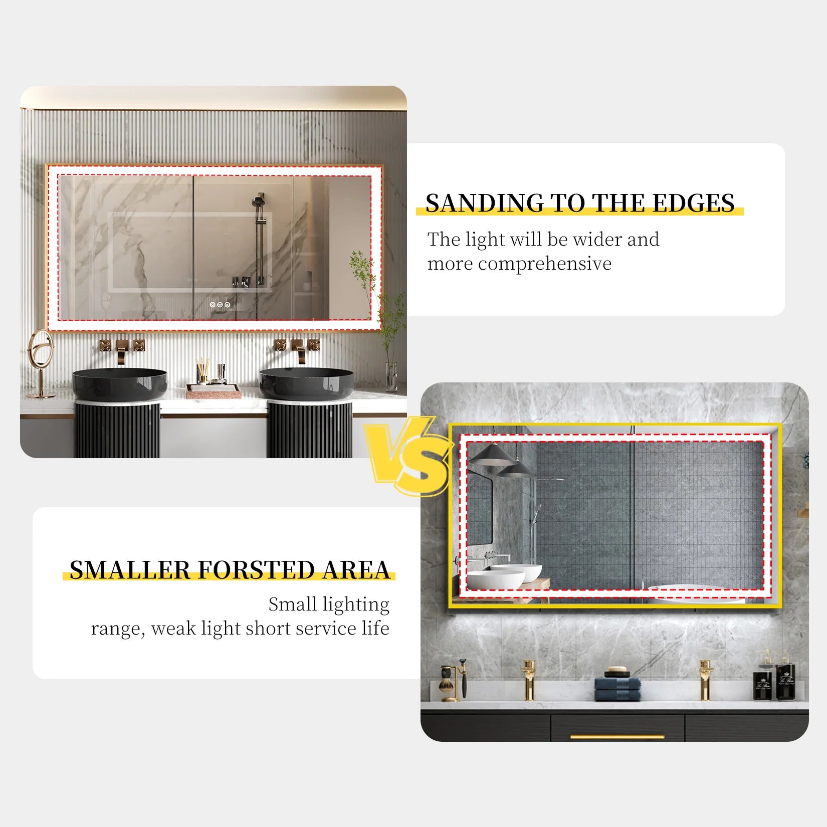 LED Badkamerspiegel Goud Frame – Dimbaar met 3 Lichtkleuren & Anti-Condens