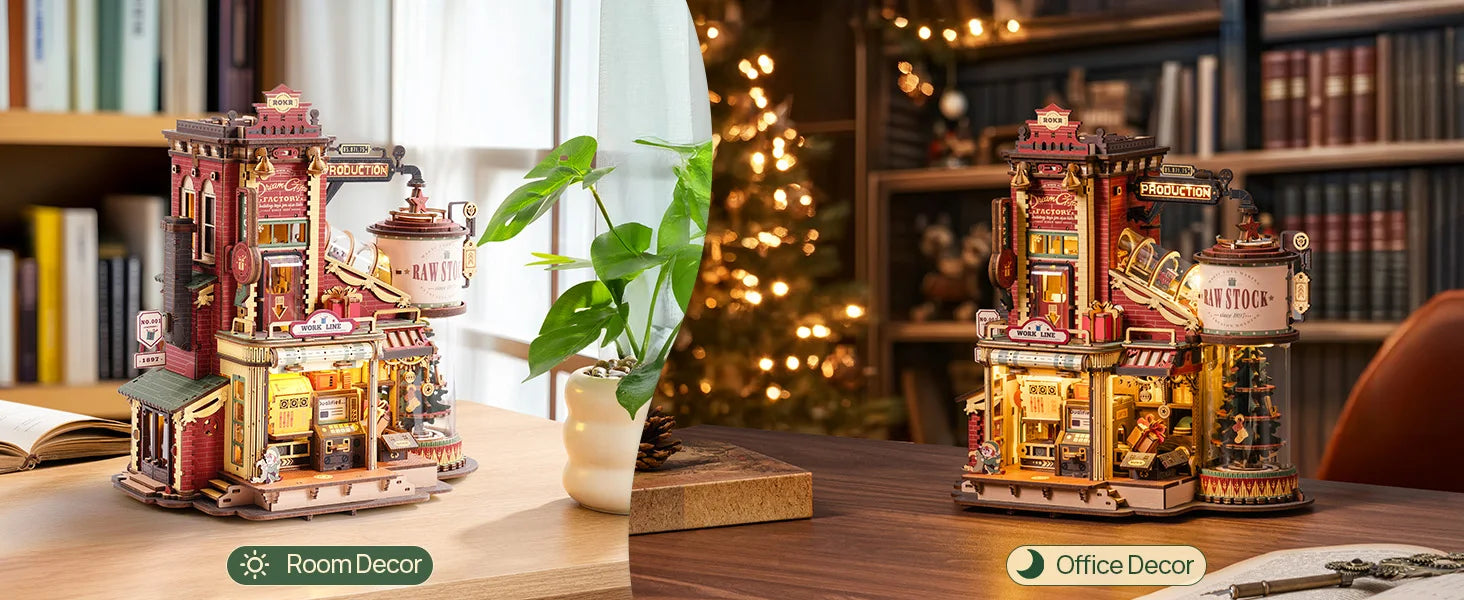3D Houten Puzzel Dream Gift Factory – Mechanisch Model met Licht en Muziek – Bouwpakket voor Kinderen en Volwassenen