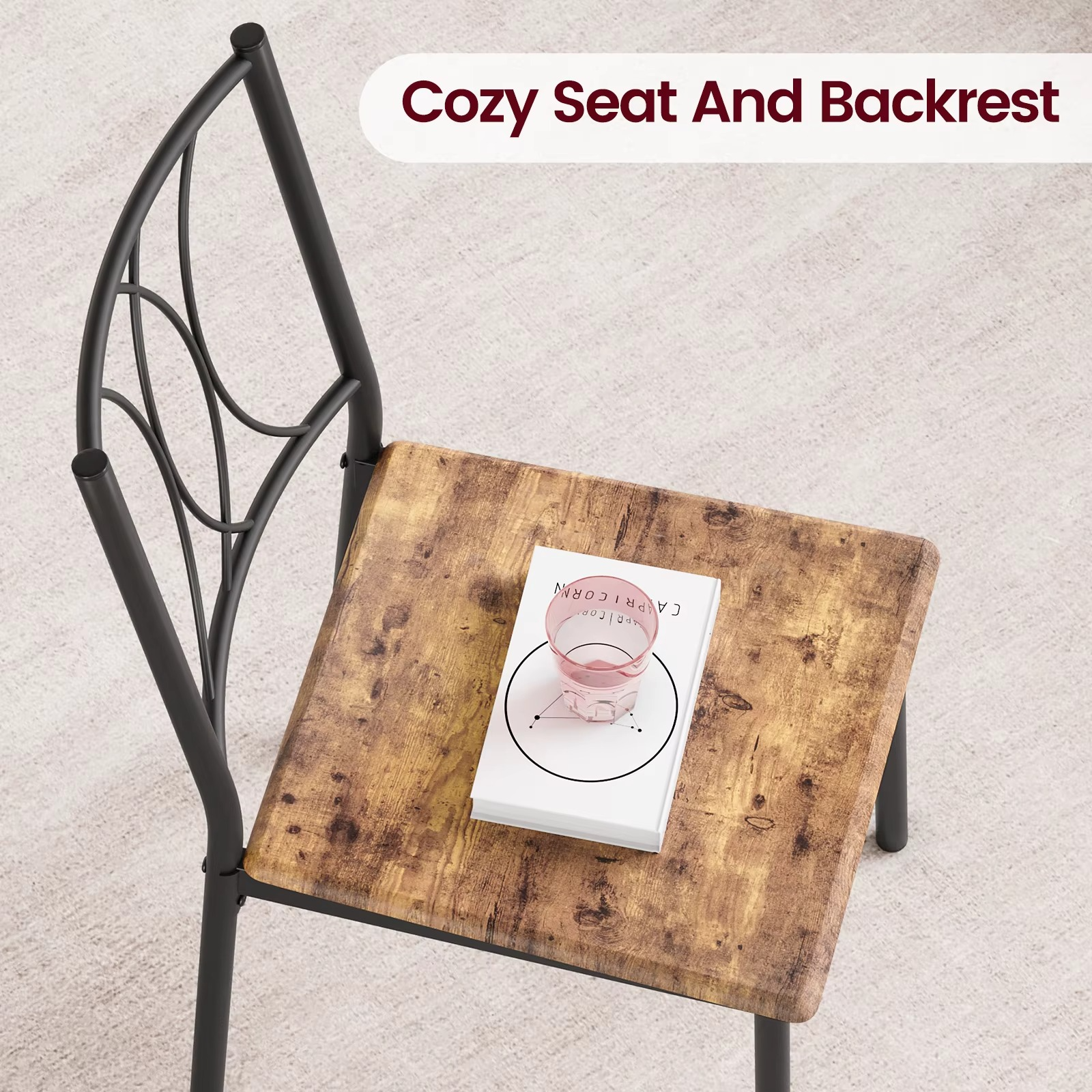 Eettafelset voor 2 Personen – Vierkante Tafel met 2 Stoelen (Rustiek Bruin)