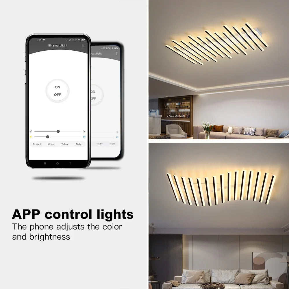 Dimbare LED Plafondlamp Golfvorm – Moderne Design Plafondlamp met Afstandsbediening & 3 Lichtkleuren