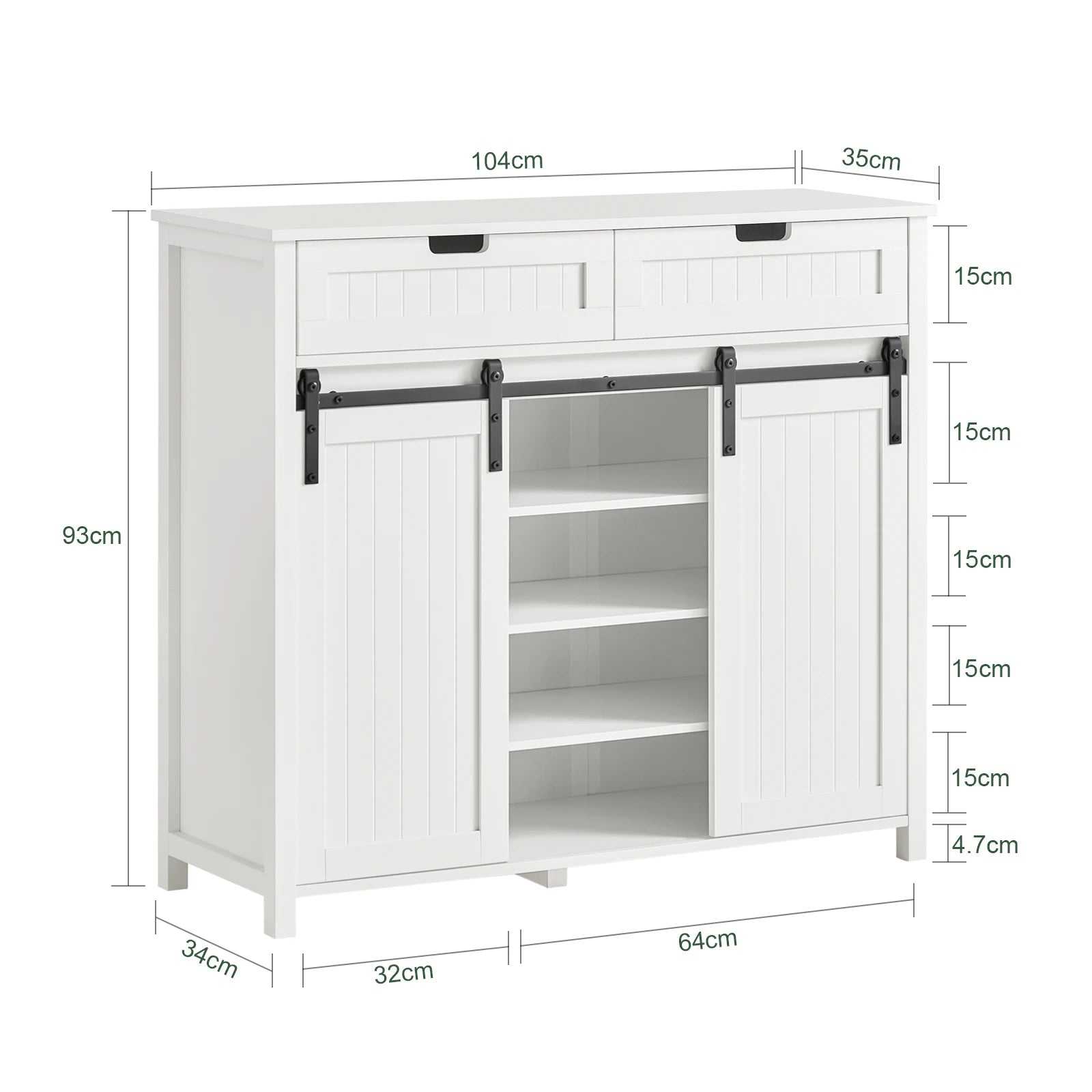 Witte keukenkast met schuifdeuren 104x93x35 cm – Moderne opbergkast voor keuken en woonkamer