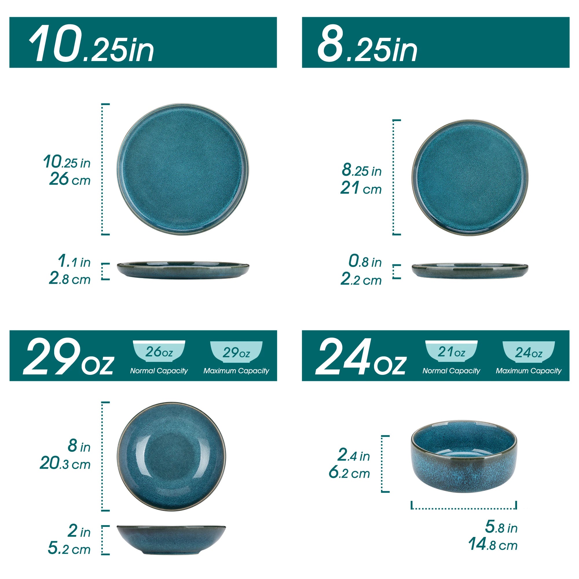 Keramisch Servies Blauw 16-delig – Set voor 4 Personen