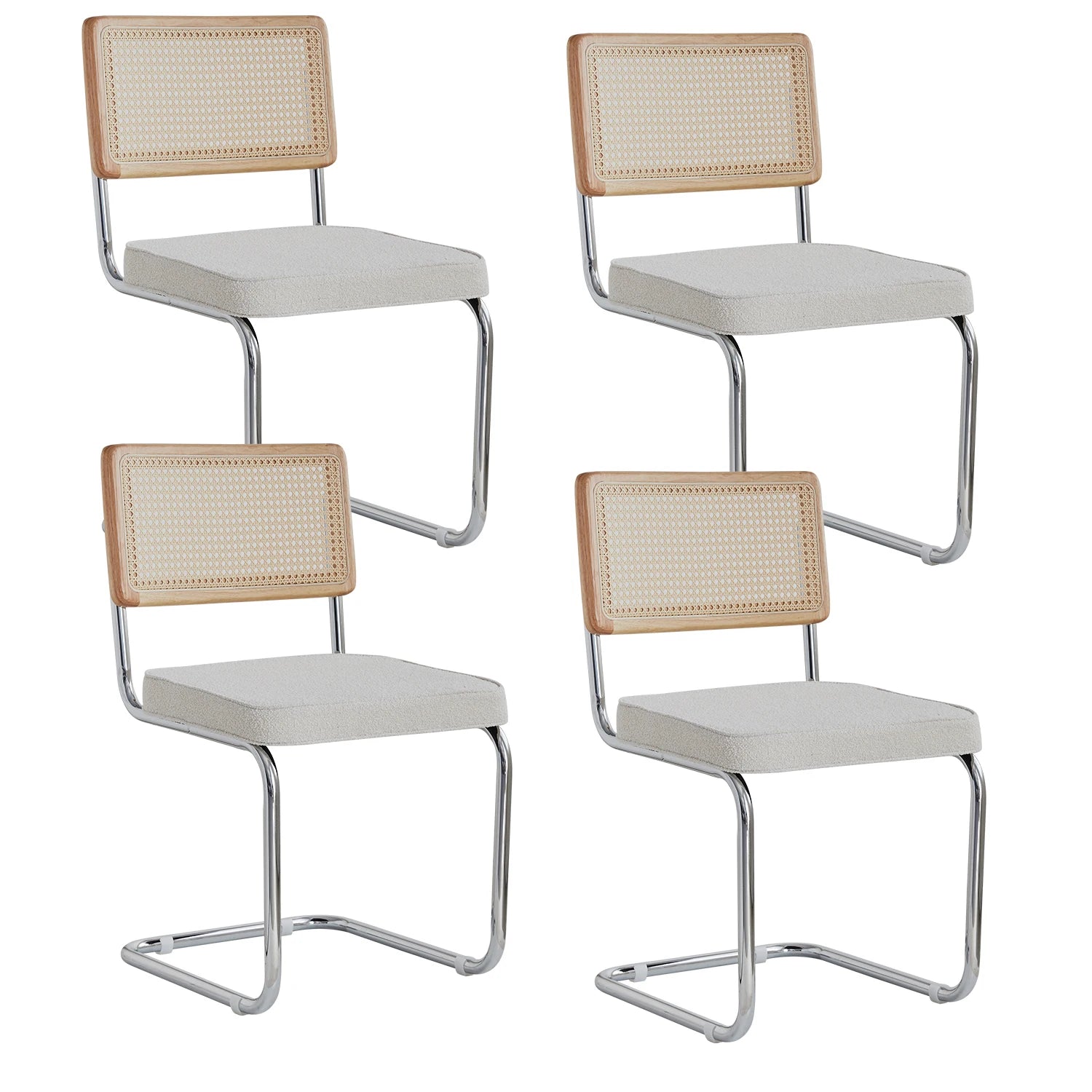 Rotan Eetkamerstoelen Set van 2 of 4 – Retro Design met Velvet Zitting en Metalen Frame