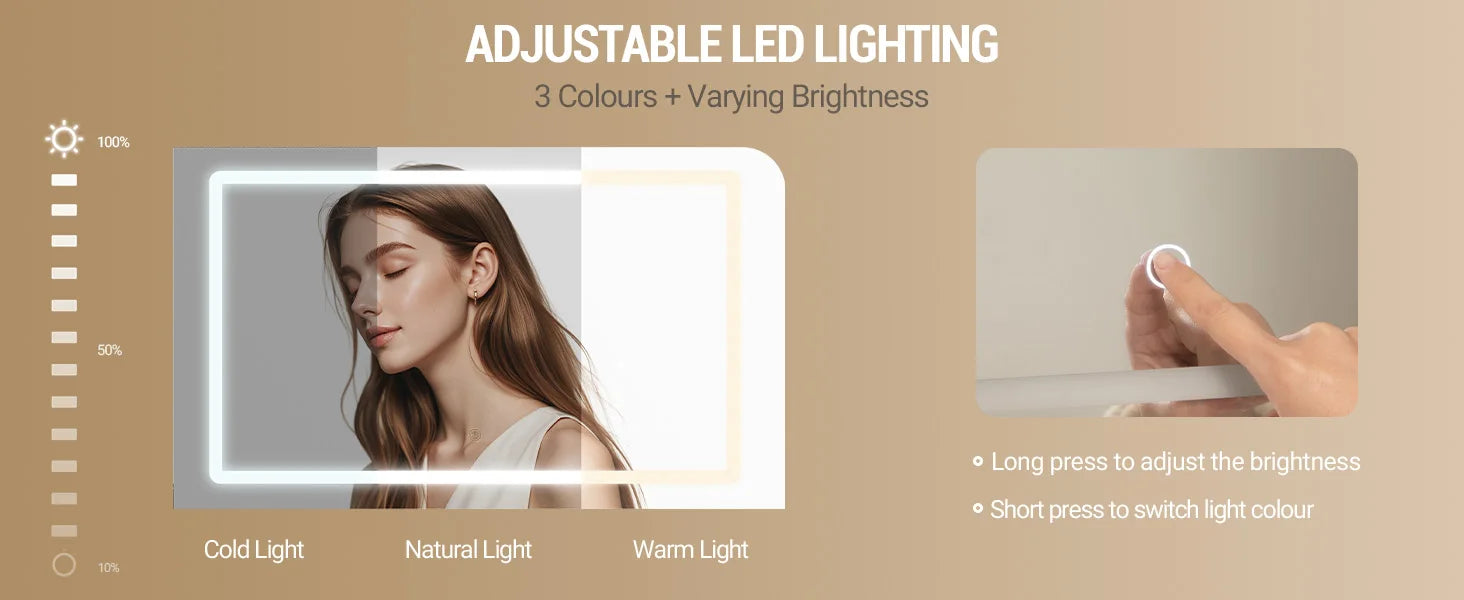 Kaptafel met Spiegel en LED Verlichting – L-Vormige Hoek Make-up Tafel met 5 Laden en Opbergruimte – Moderne Witte Dressing Table