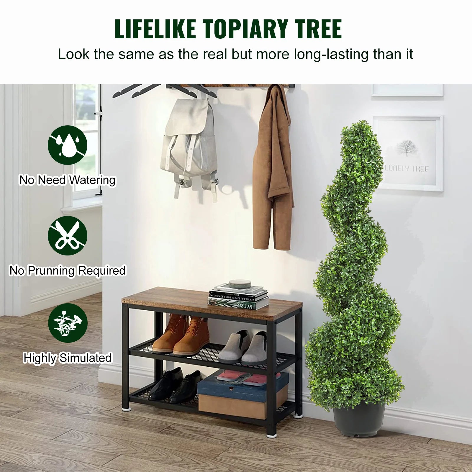Kunstmatige Buxus Spiraalplant 24-48 cm – Luxe Onderhoudsvrije Groene Decoratie voor Binnen & Buiten