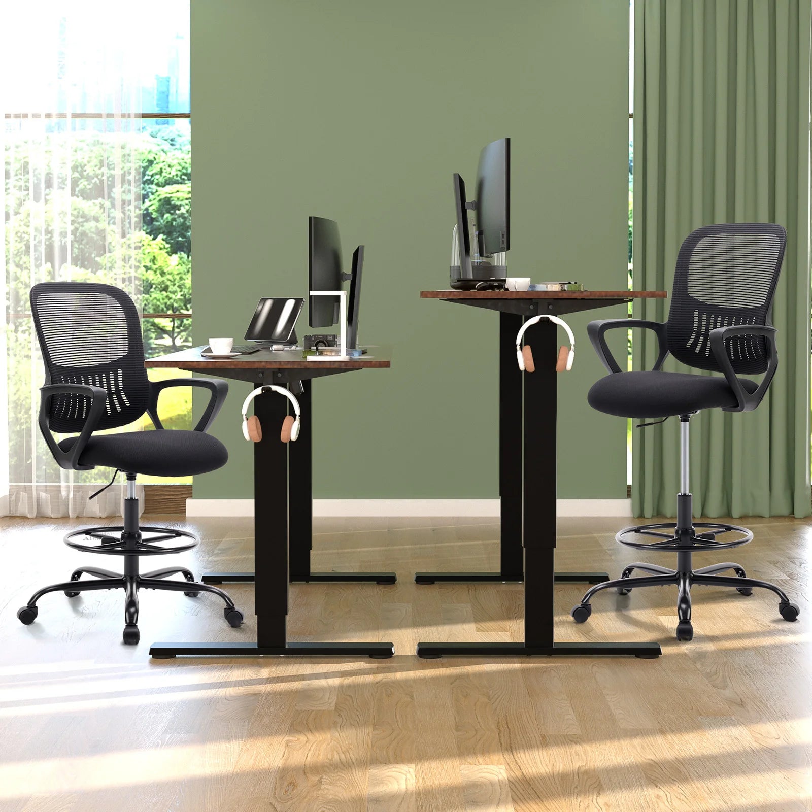 Ergonomische Mid‑Back Mesh Bureaustoel – Comfortabele Kantoorstoel met Lendensteun en Zwenkwielen