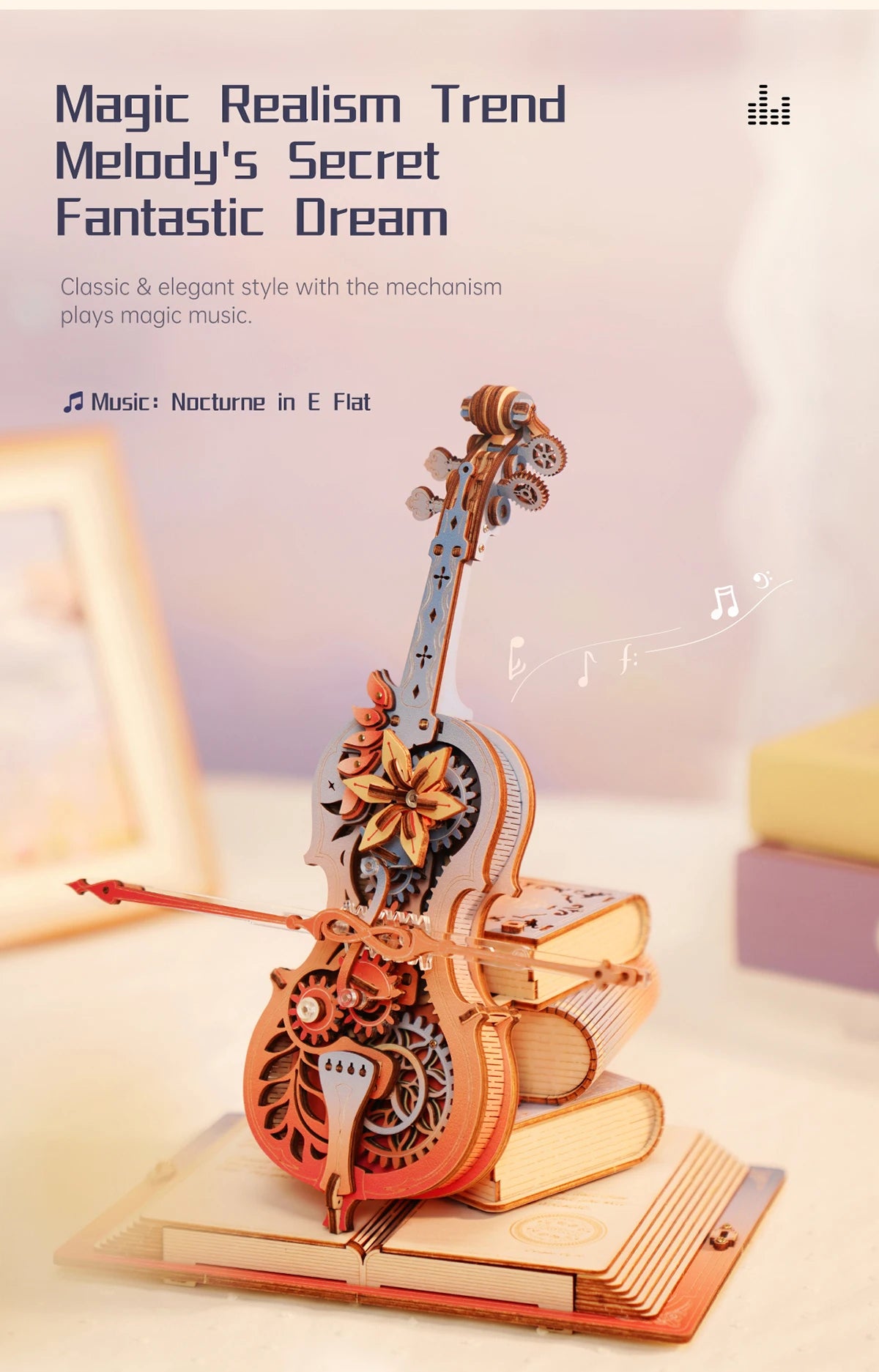 3D Houten Muziekdoos Puzzel – Mechanisch Bouwpakket voor Volwassenen en Kinderen – Creatief Cadeau