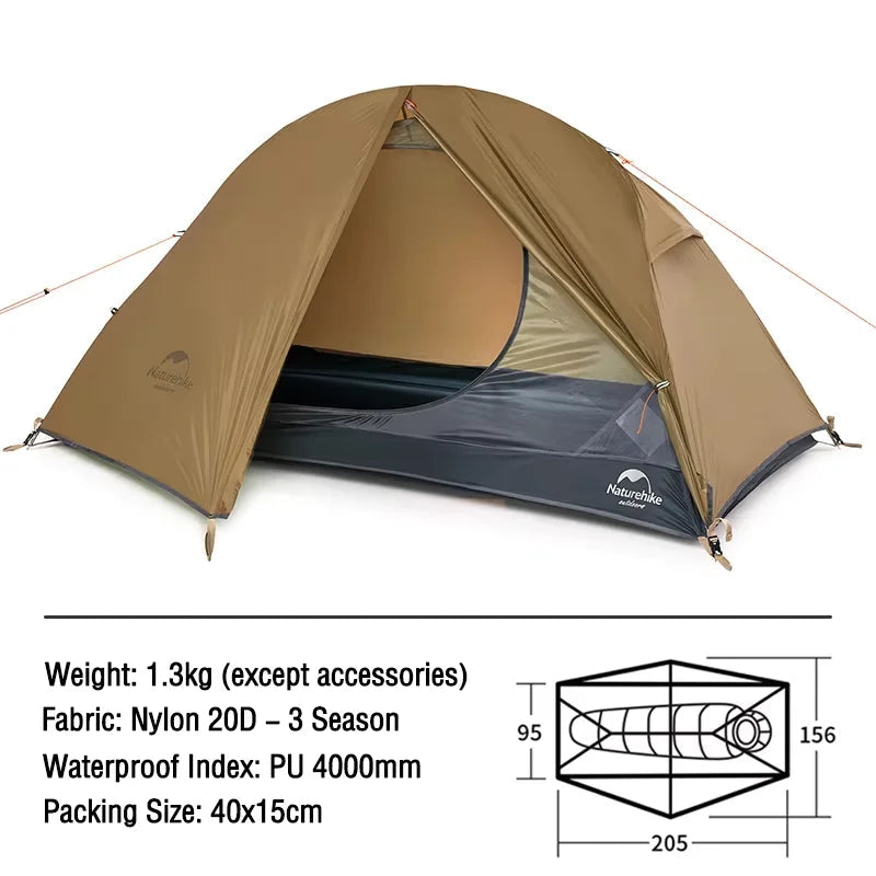 Ultralichte 1-Persoons Fietstent – Waterdichte Trekkingtent voor Backpacken en Kamperen
