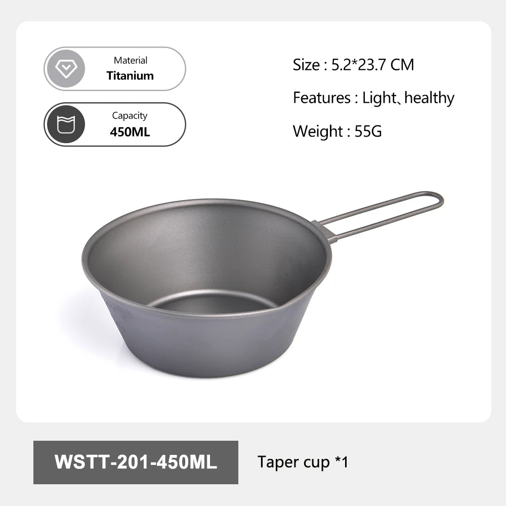Ultralichte Titanium Beker met Opvouwbaar Handvat – Camping & Outdoor Mok