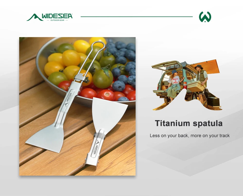Titanium Opvouwbare Camping Keukenspatel – Lichtgewicht Outdoor Spatel Voor Picknick & Kamperen