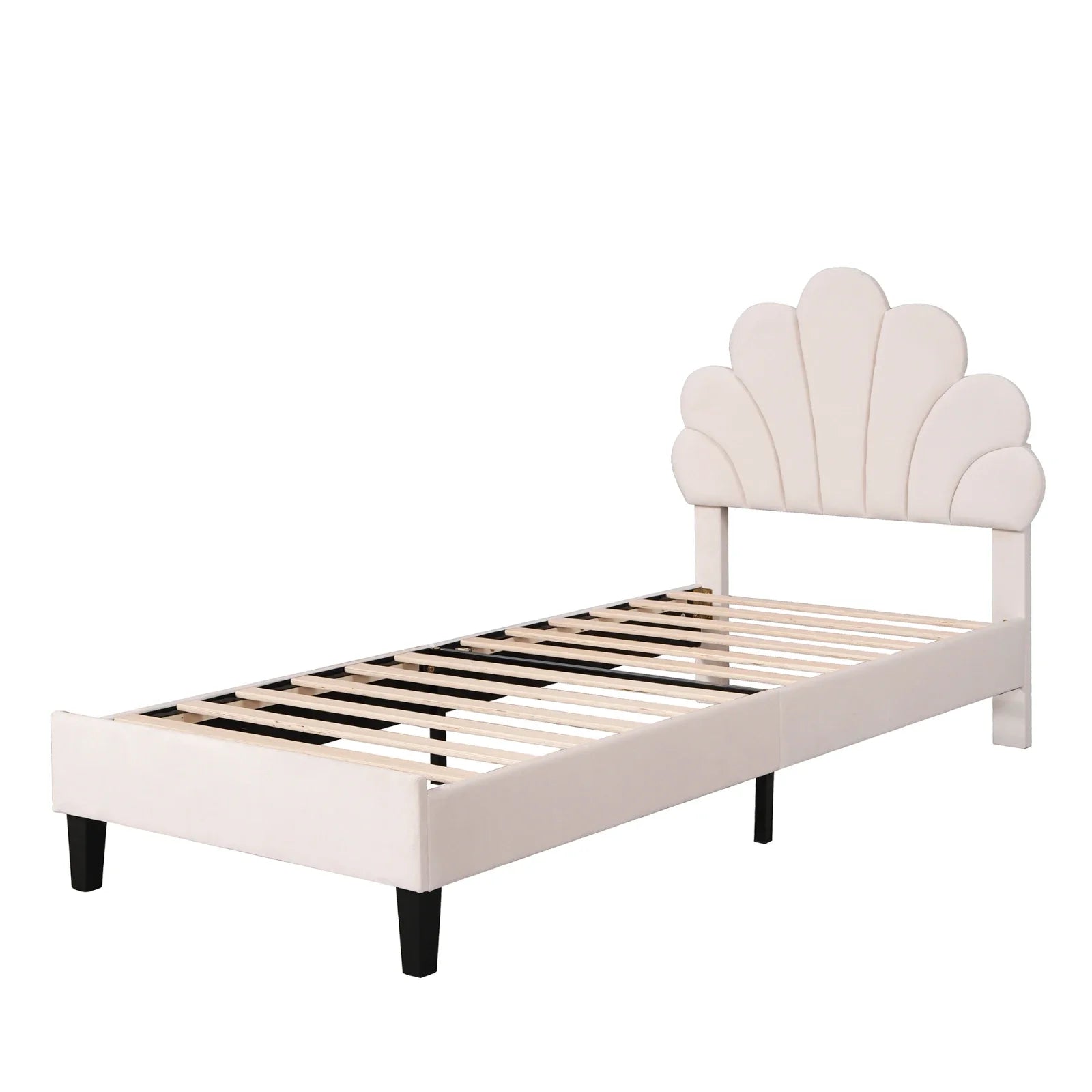 Kinderbed 90x200 Meisjesbed Fluweel Bloemenkroon – Speels & Stijlvol