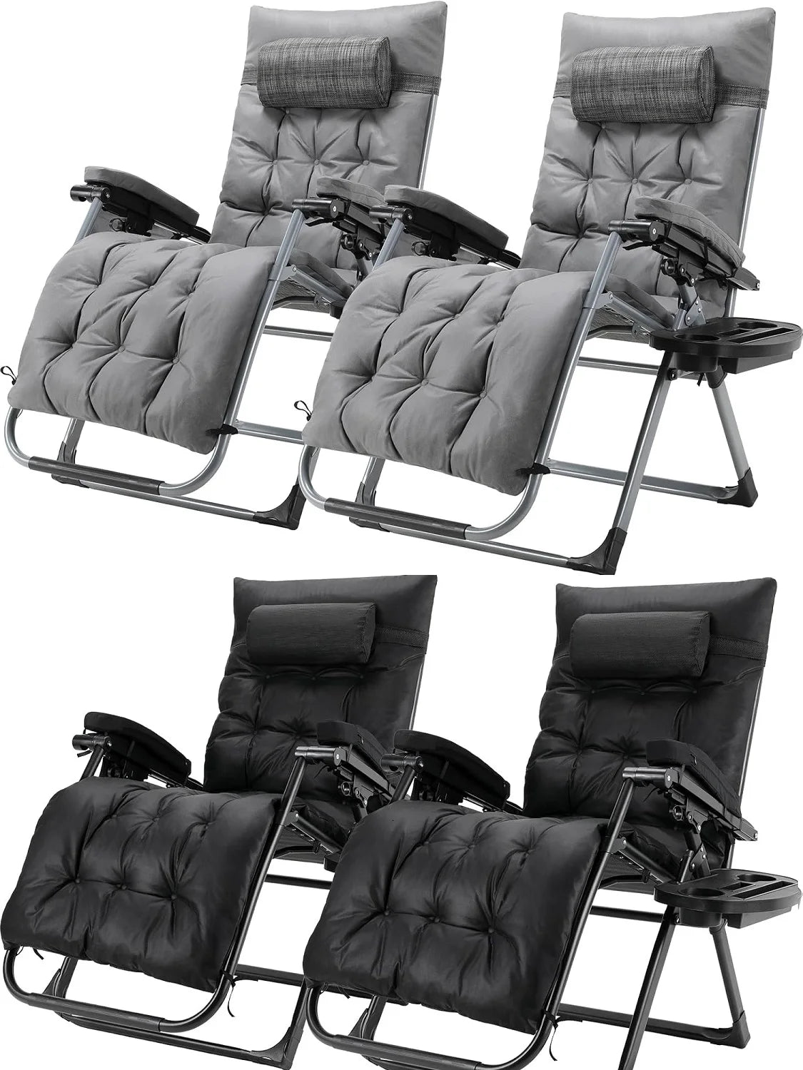 Opvouwbare Zero Gravity Lounge Stoel XXL – Verstelbare Tuinligstoel met Kussen en Bekerhouder – Belastbaar tot 160 kg