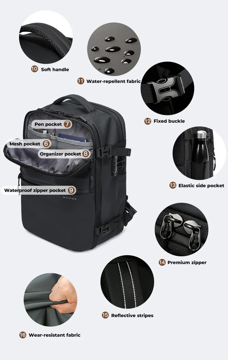 Anti‑diefstal Waterdichte Laptop Rugzak 15.6 Inch – Handbagage Reistas met Wet & Dry Scheiding