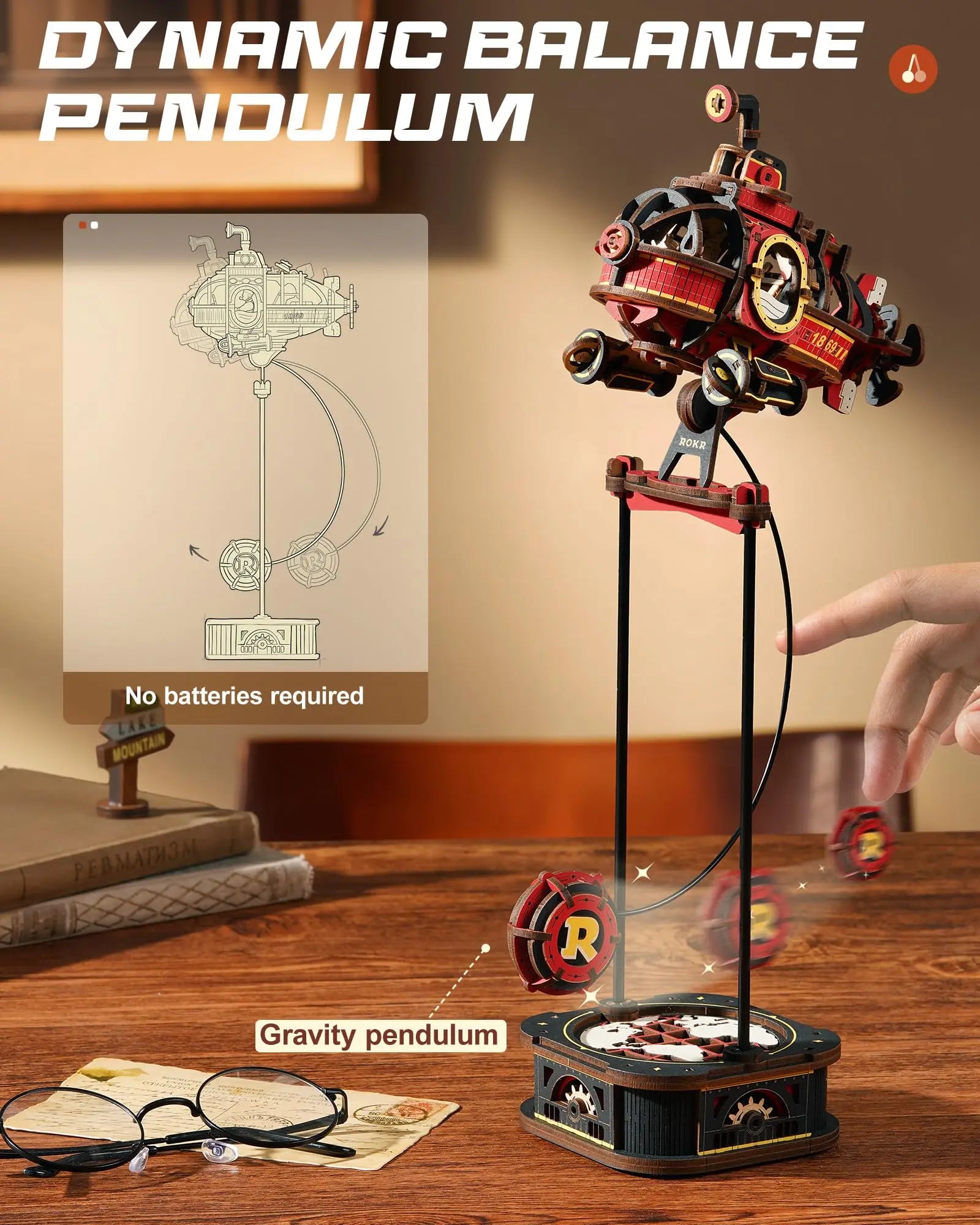 3D Houten Onderzeeër Model – DIY Kinetische Puzzel 219 Stuks – Decoratie voor Bureau en Creatief Cadeau voor Volwassenen