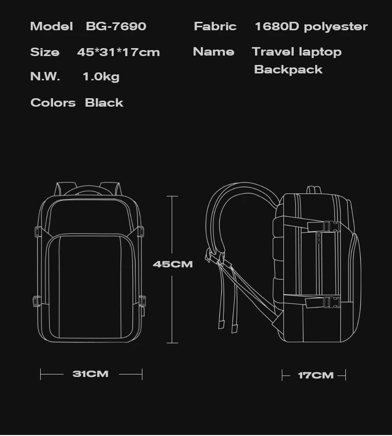 Ruime USB Oplaadbare Waterdichte Rugzak – Reistas Backpack 15,6″ Laptop Voor Unisex & Outdoor
