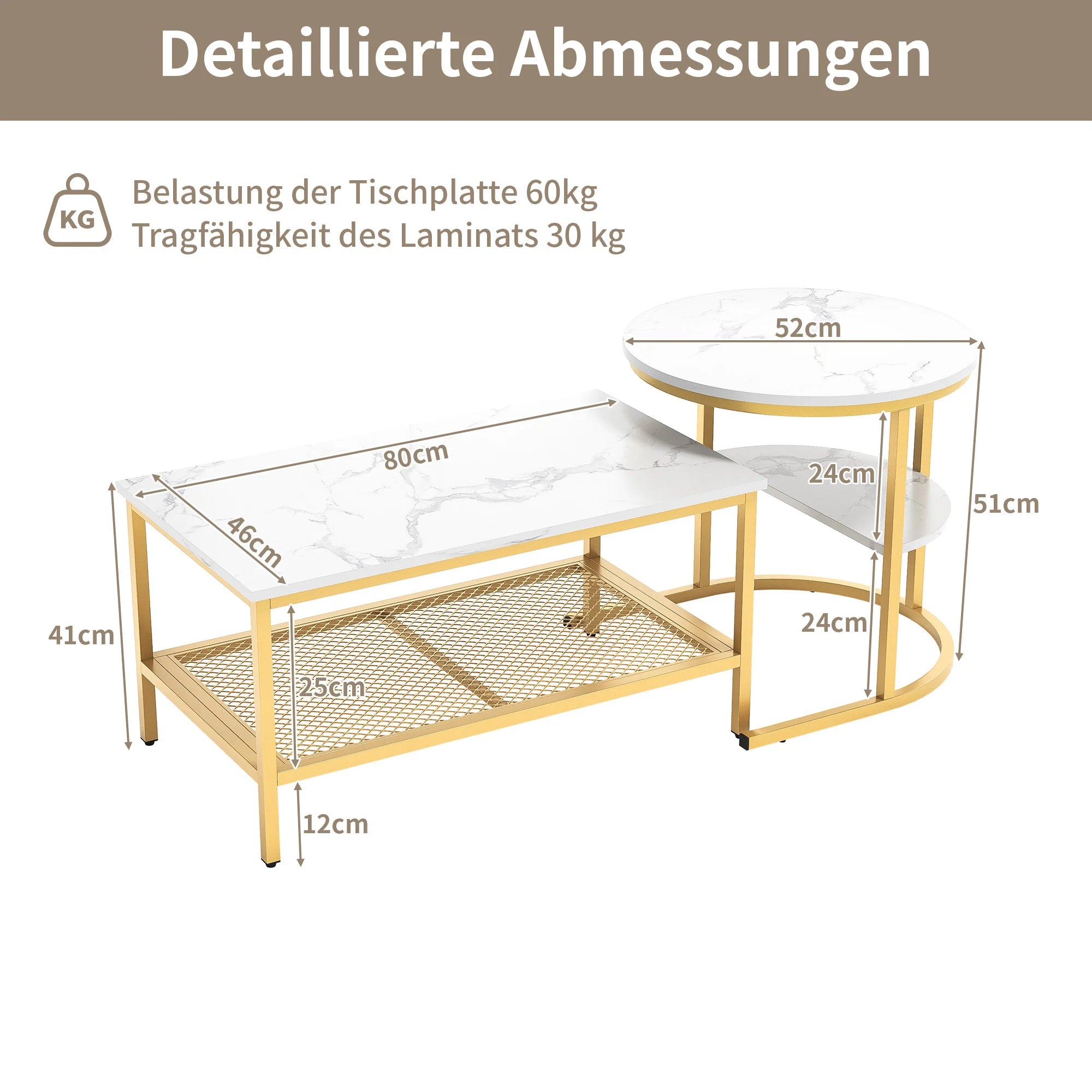 Moderne set van 2 salontafels met marmerlook – stijlvol en functioneel
