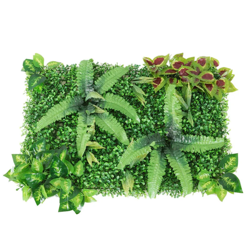 Kunstplant Muur Set 2 Stuks 60x40 cm – Groene Wanddecoratie met Gras en Bloemen voor Binnen & Buiten