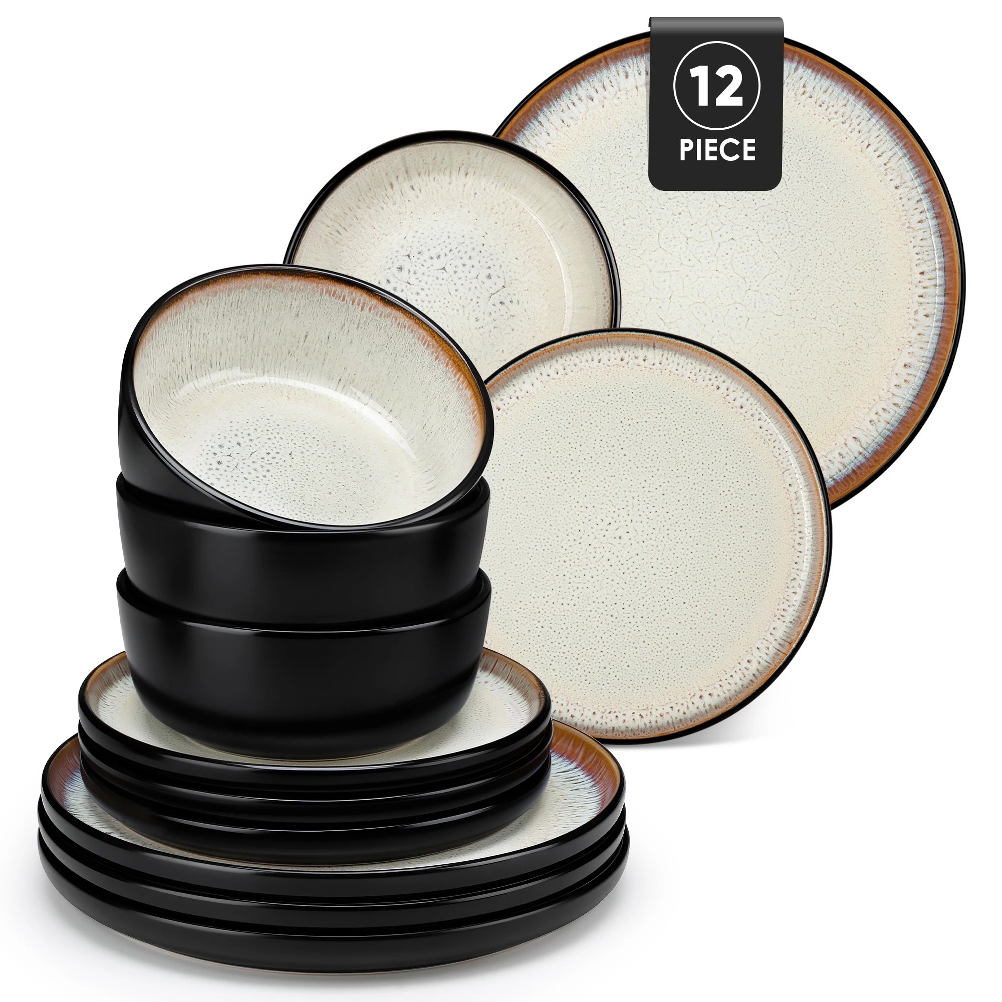 Servies Set 16-Delig – Mat Zwart Keramisch Servies – Modern & Duurzaam Steengoed voor 4 Personen