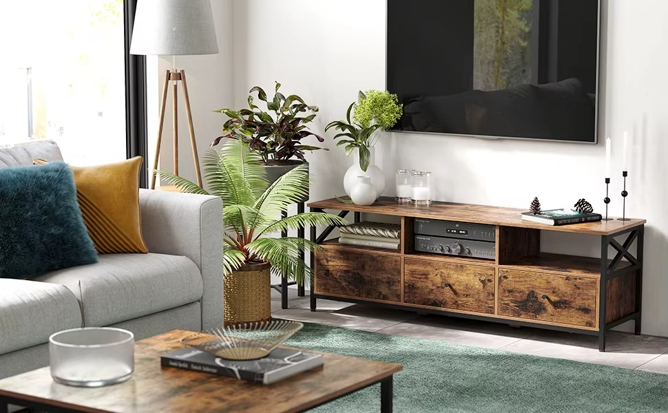 Lowboard / TV-Meubel 147 cm – Dressoir met 3 Laden en Stalen Frame