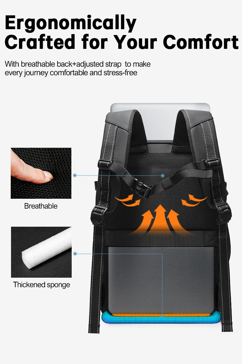 Anti‑Diefstal Laptop Rugzak 15.6 Inch – Waterdichte Reis & Business Backpack met Vacuum Compressie en Schoenenvak