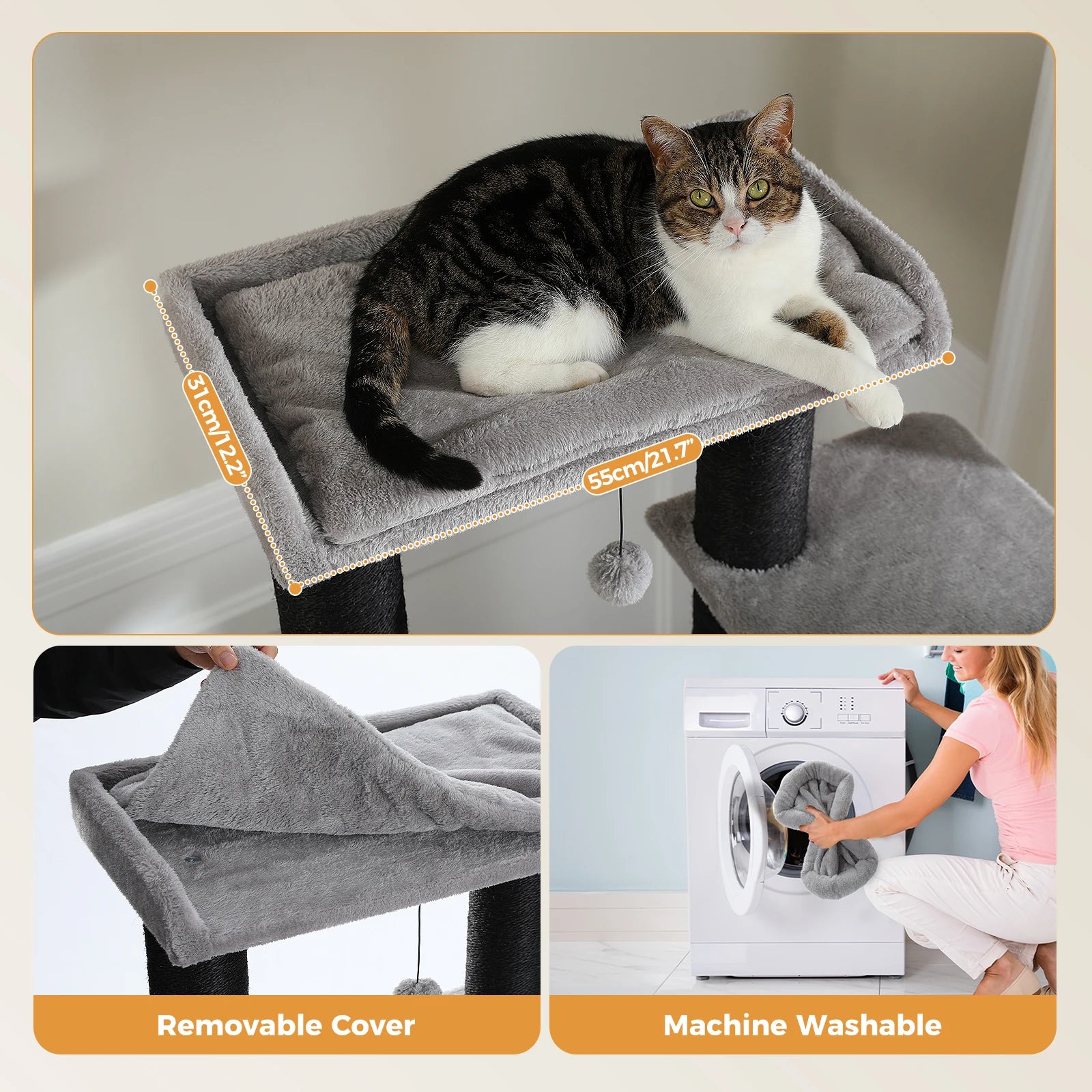 Grote Kattenboom voor Grote Katten – Robuuste Krabpaal met 11 Sisal Palen, Hangmatten en Kattenhuis