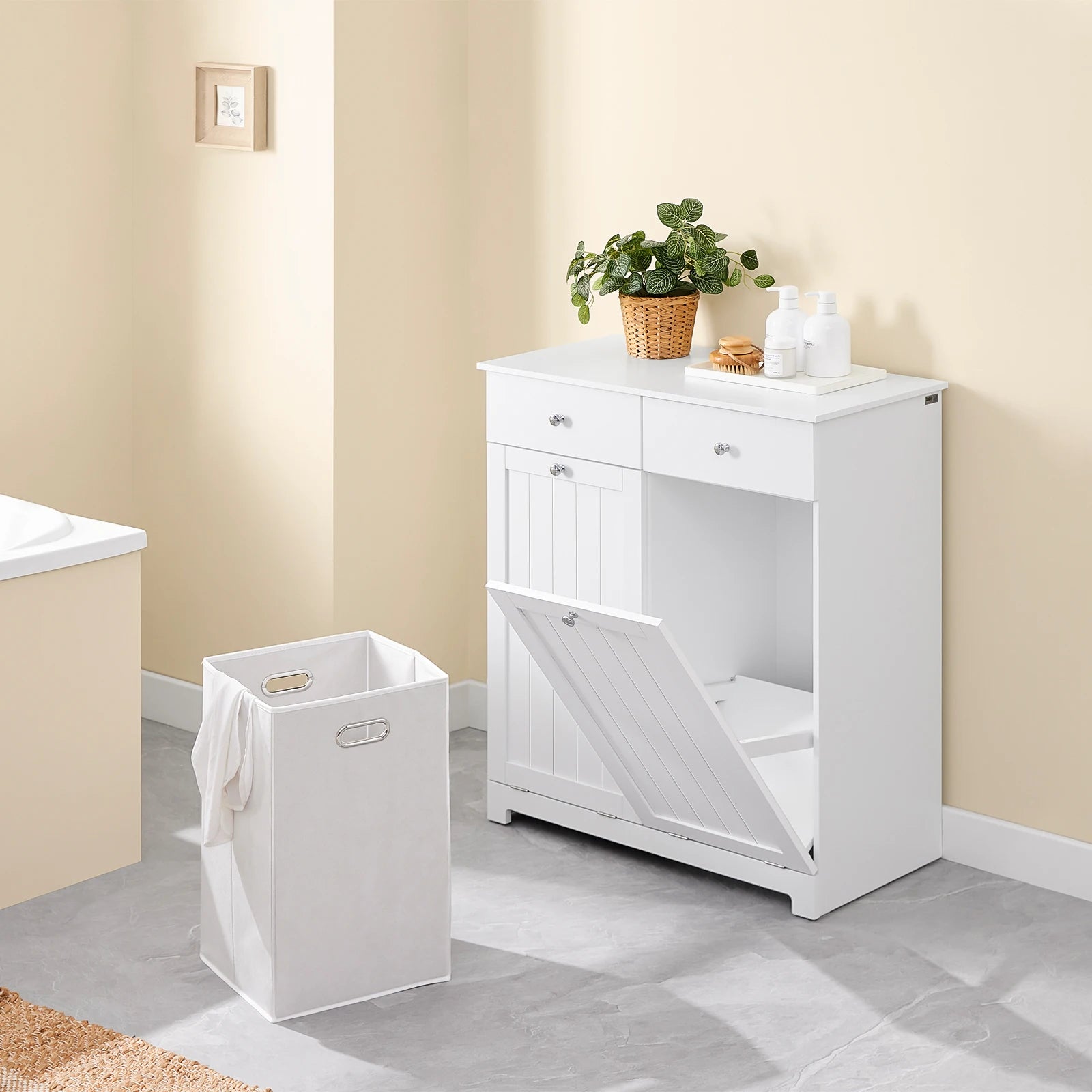 Badkamerkast met wasmand – Praktische opbergoplossing voor badkamer en wasruimte