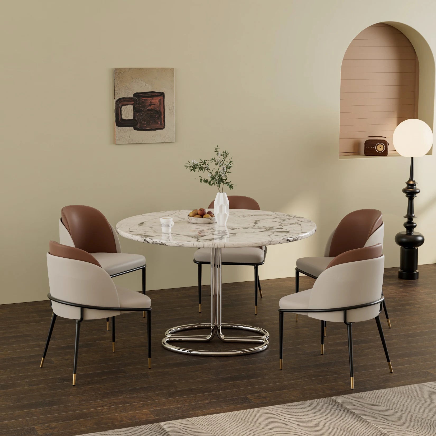 Moderne Eetkamerstoelen Set van 2 – Luxe Kunstleer Stoelen met Armleuningen - Gestoffeerd & Comfortabel Design