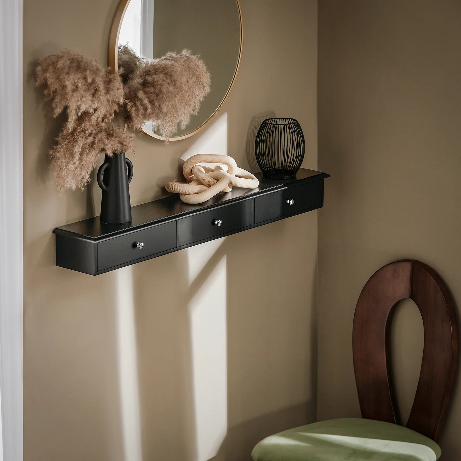 Smalle wandkast met 3 lades – Wandmeubel opbergruimte voor hal, badkamer & woonkamer