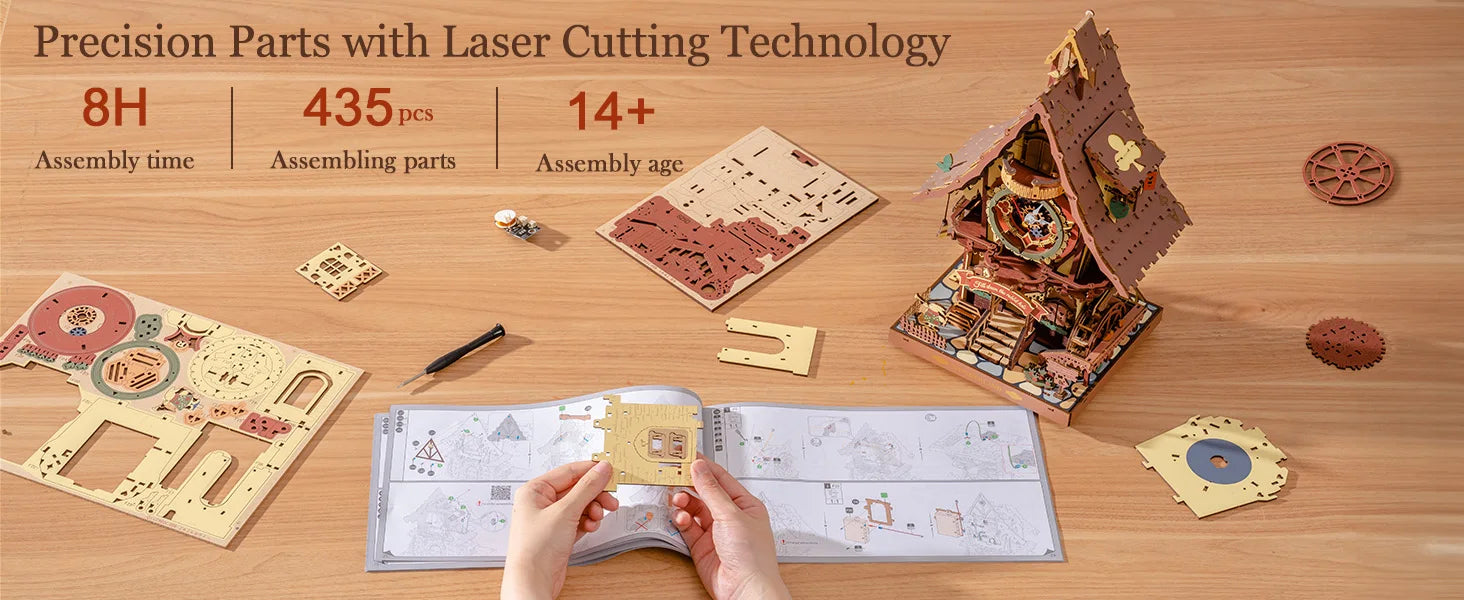 3D Houten Koekoeksklok Puzzel – Mechanische DIY Kit voor Tieners en Volwassenen – Bewegende Vogel & LED Verlichting – Origineel Creatief Cadeau