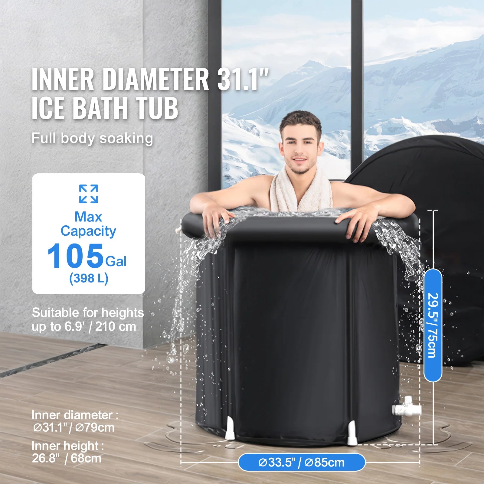 Opblaasbaar IJsbad Dompelbad – Draagbaar Koudwaterbad voor Atleten en Sportherstel – 330 Liter