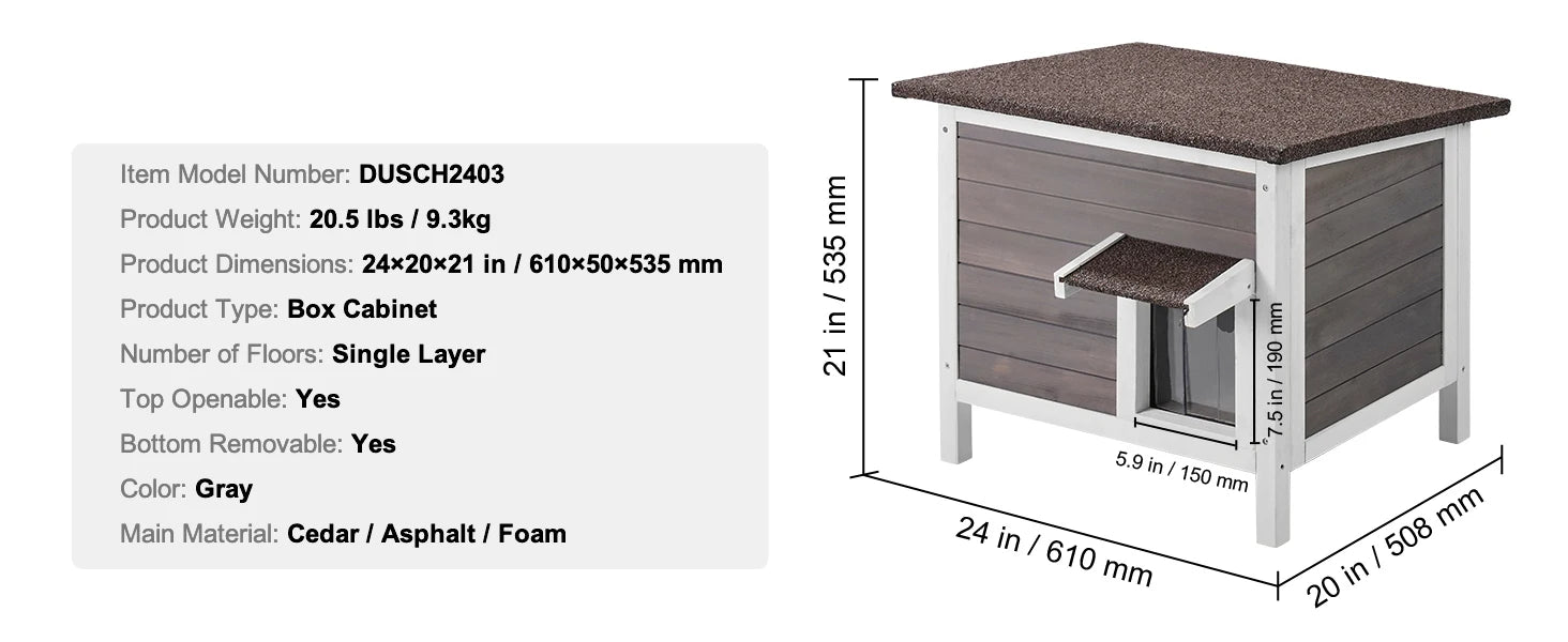 Geïsoleerd Buiten Kattenhuis Hout – Weerbestendig Kattenhok met Dak en PVC Deur – Winterproof Kattenverblijf voor Buiten