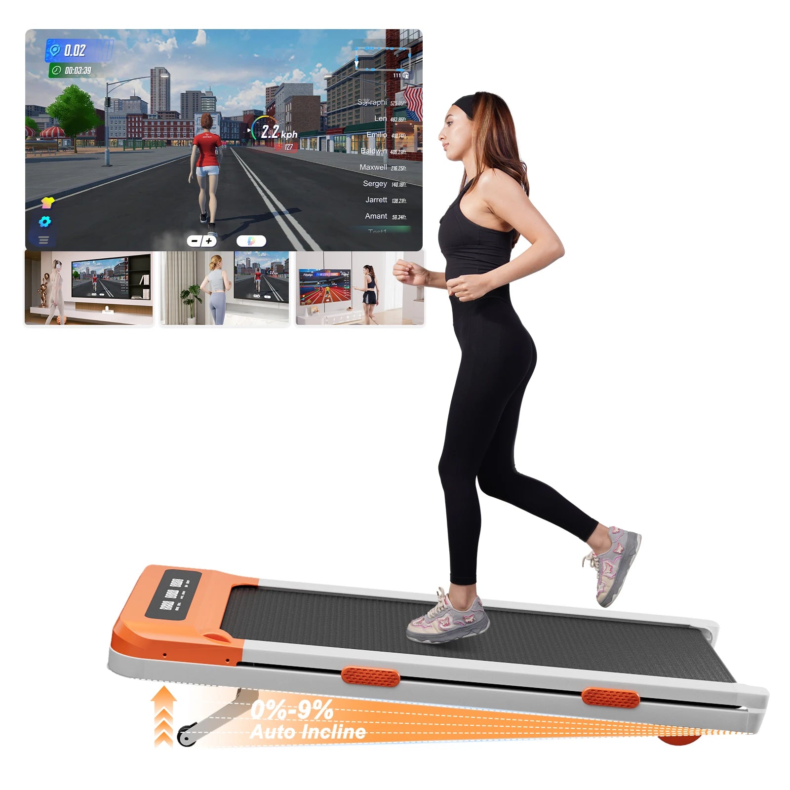 Opvouwbare Walking Pad met Helling 9% – Elektrische Loopband voor Thuis met App en LCD Scherm