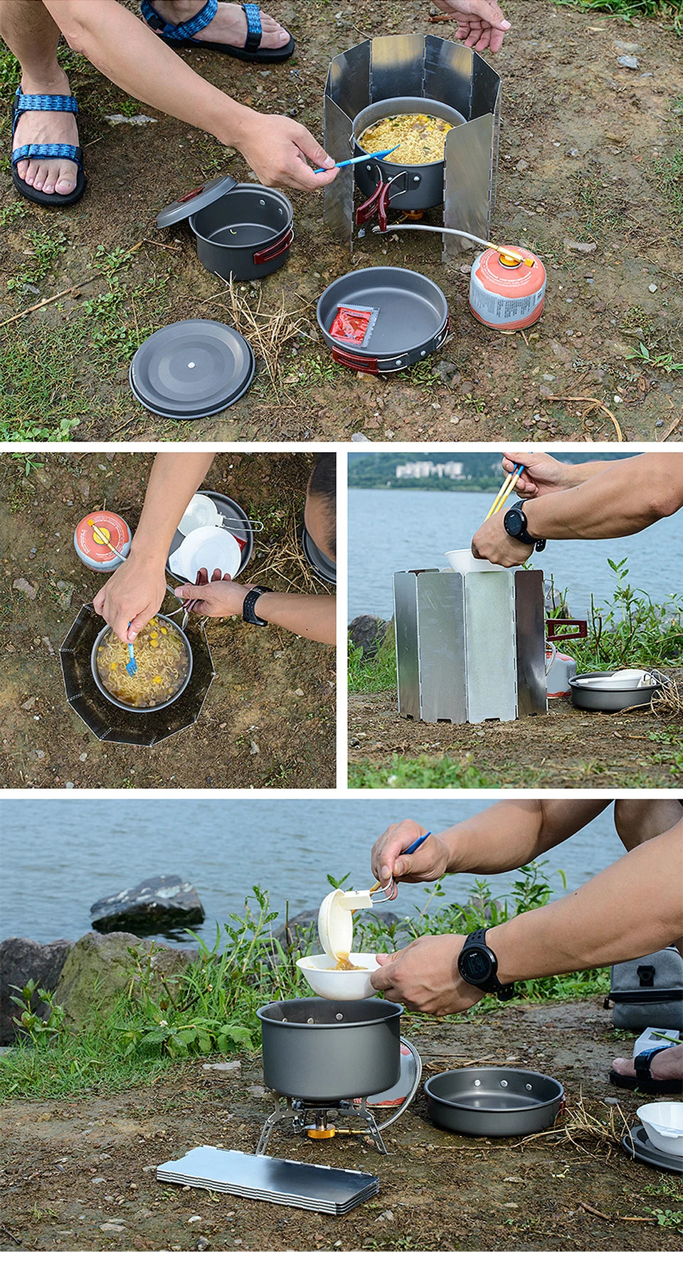Ultralicht Opvouwbaar Windscherm 10‑Platen – Compact & Sterk Voor Camping & Outdoor Koken
