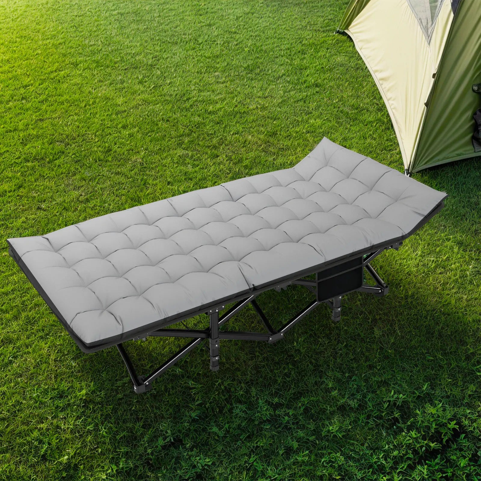 Opvouwbaar Campingbed voor Volwassenen – Sterk, Draagbaar en Inclusief Matras & Draagtas