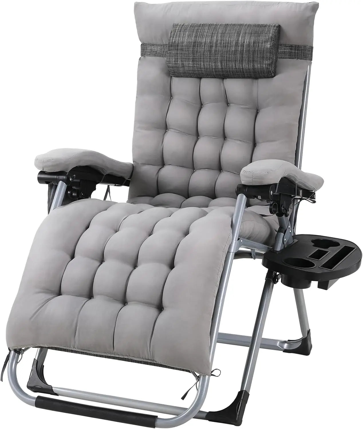 Opvouwbare Zero Gravity Lounge Stoel XXL – Verstelbare Tuinligstoel met Kussen en Bekerhouder – Belastbaar tot 160 kg