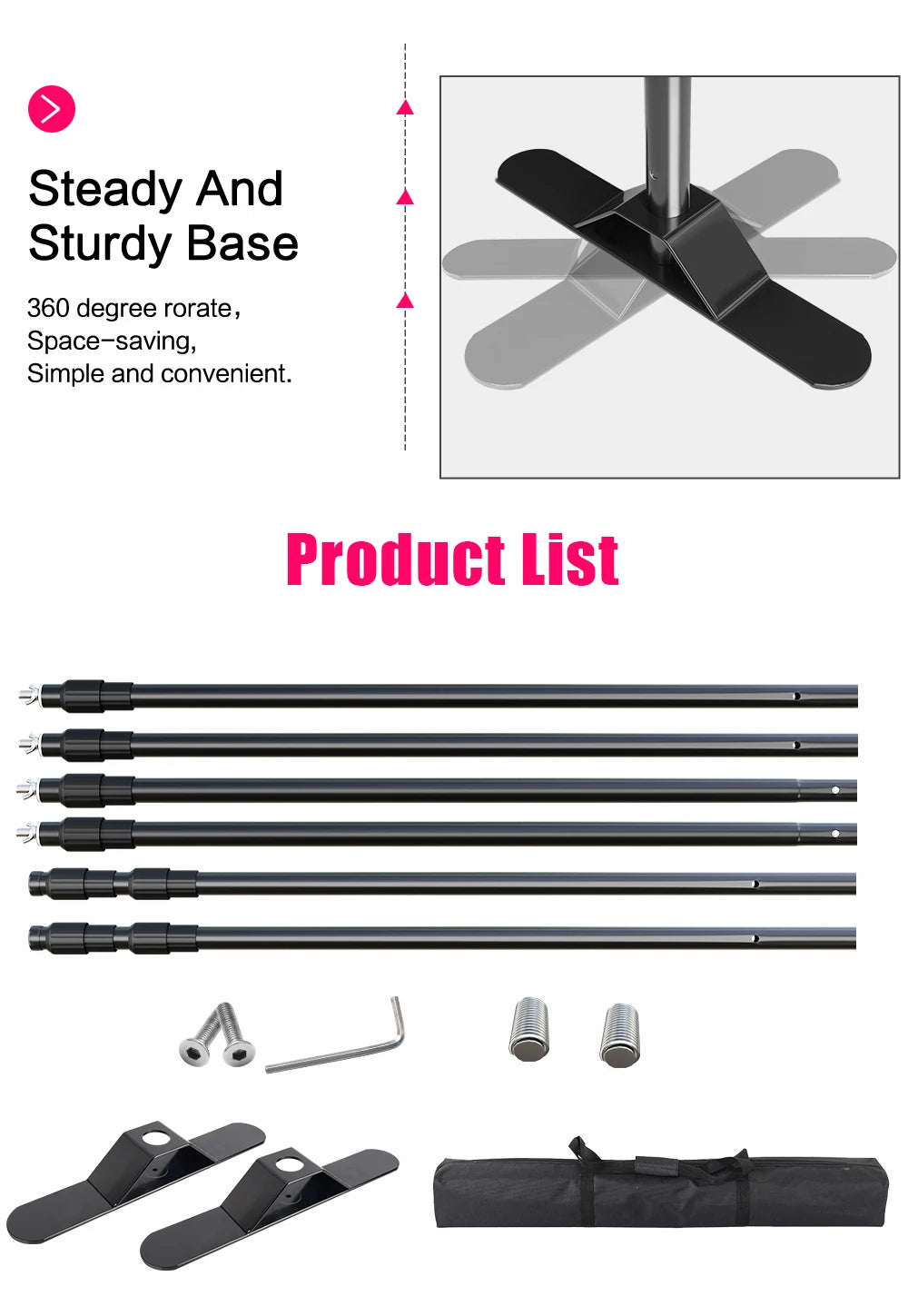 Dubbele Crossbar Fotografie Achtergrondstandaard – Verstelbaar 3x2,4m Backdrop Frame voor Studio, Video en Greenscreen