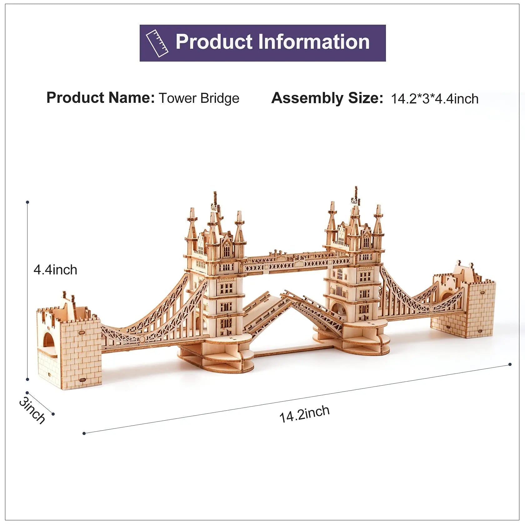 3D Houten Puzzel Tower Bridge & Big Ben – Doe-Het-Zelf Bouwmodel voor Kinderen en Volwassenen – Educatief Creatief Speelgoed