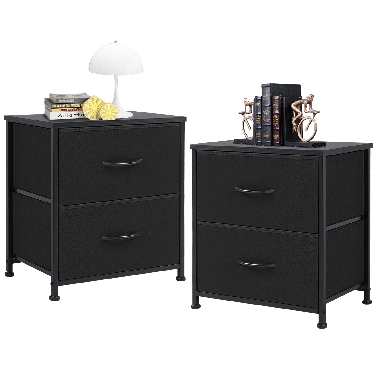 Multifunctionele Ladekast met Stoffen Lades – 2‑Stuks Woonkamer & Slaapkamer Opbergmeubel