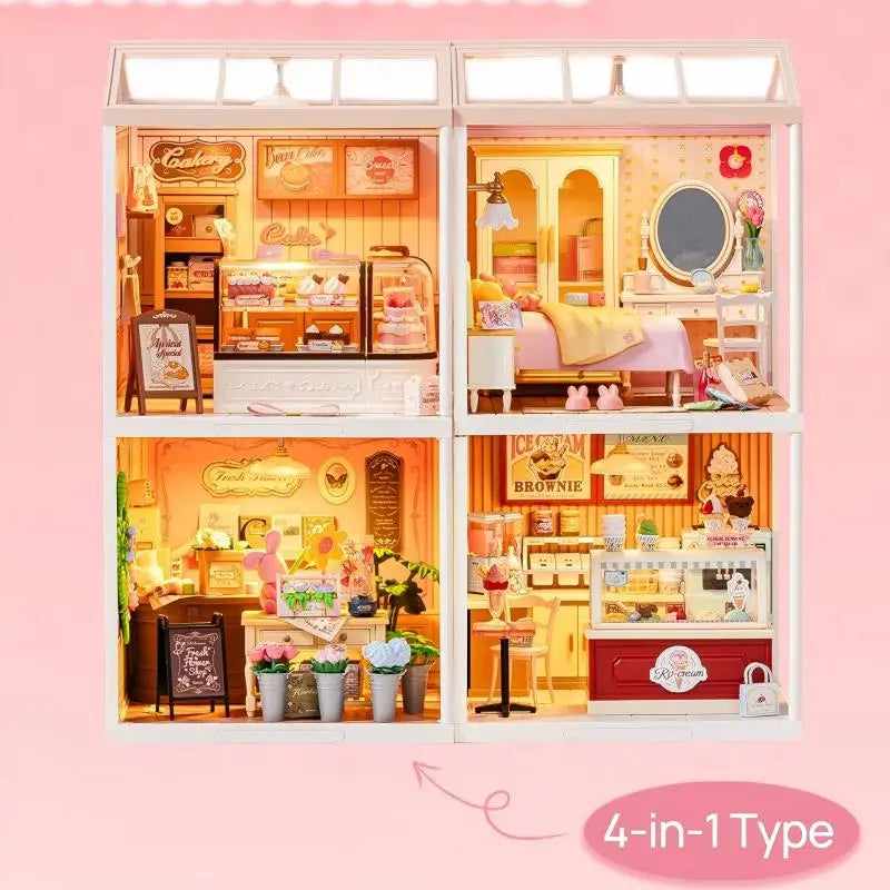 3D Puzzel Miniatuur Roze Slaapkamer – DIY Bouwset voor Creatieve Hobbyisten en Poppenhuisfans