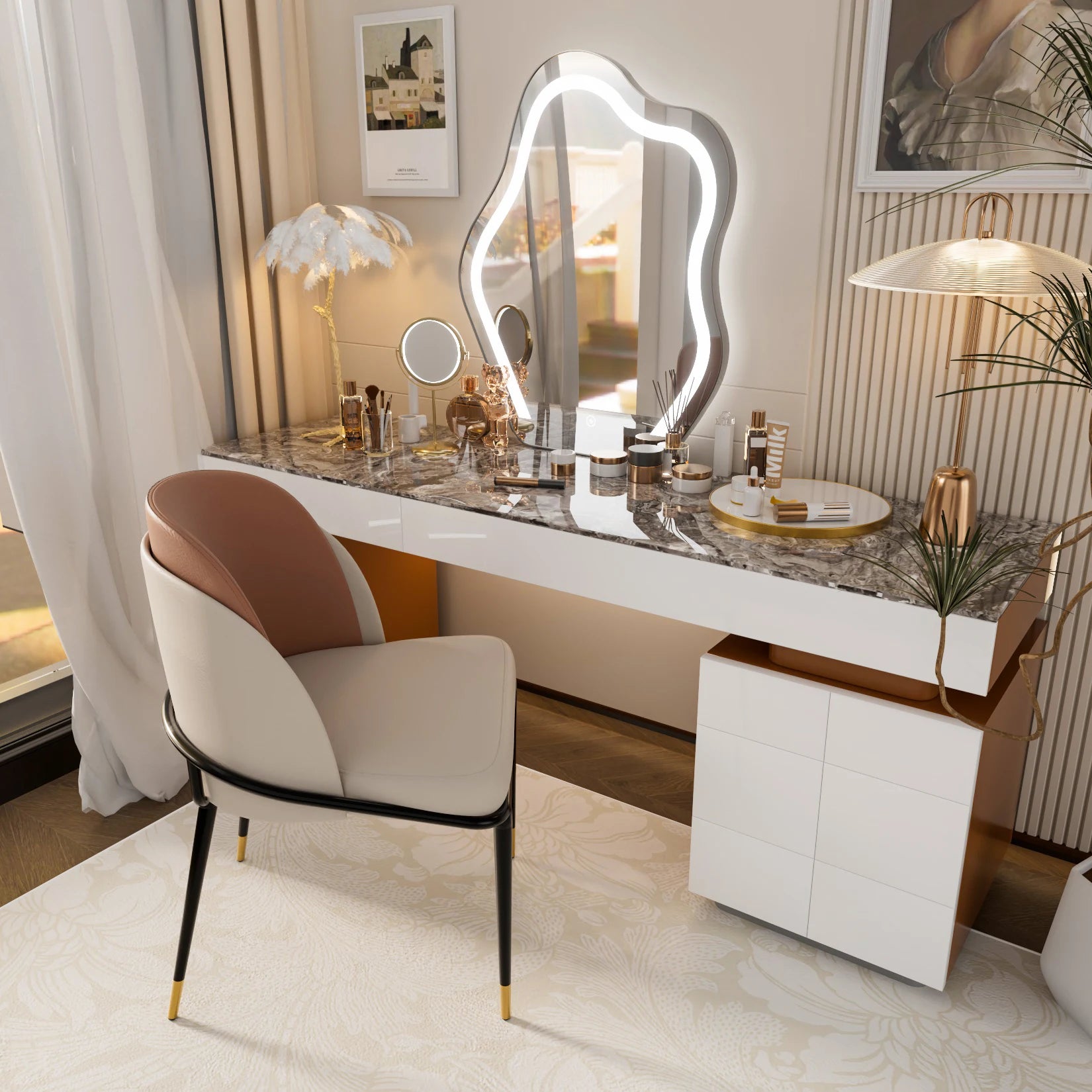 Moderne Eetkamerstoelen Set van 2 – Luxe Kunstleer Stoelen met Armleuningen - Gestoffeerd & Comfortabel Design