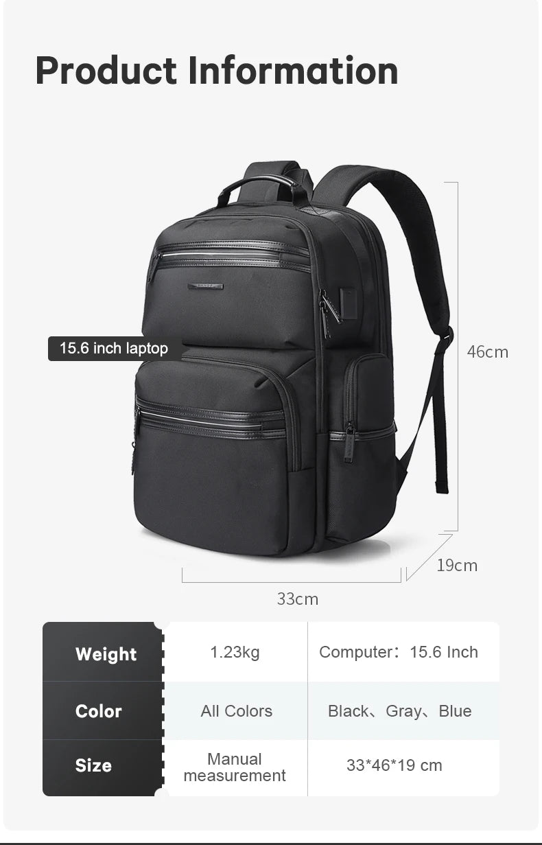 Draagbare Anti‑Diefstal Laptop Rugzak 15.6 Inch – Waterdichte USB‑Oplaad Backpack voor Heren & Dames | Oxford Travel Rugtas 20‑35L