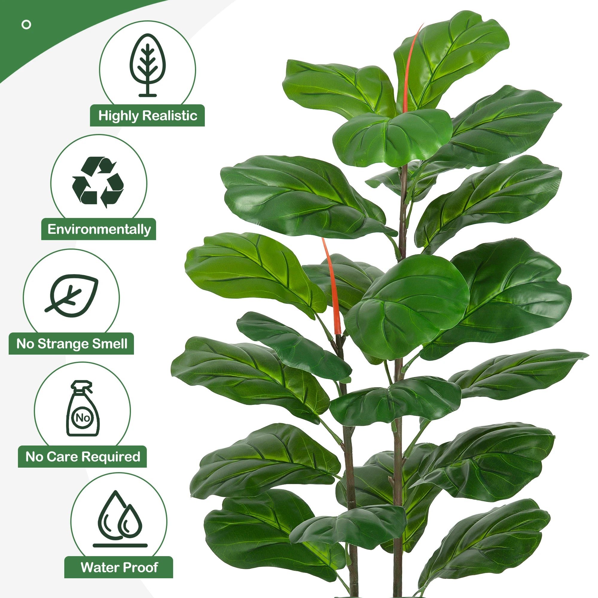 Kunstmatige Ficus Lyrata Plant – Grote Nepplant met 39 Vioolbladeren voor Woonkamer & Kantoor