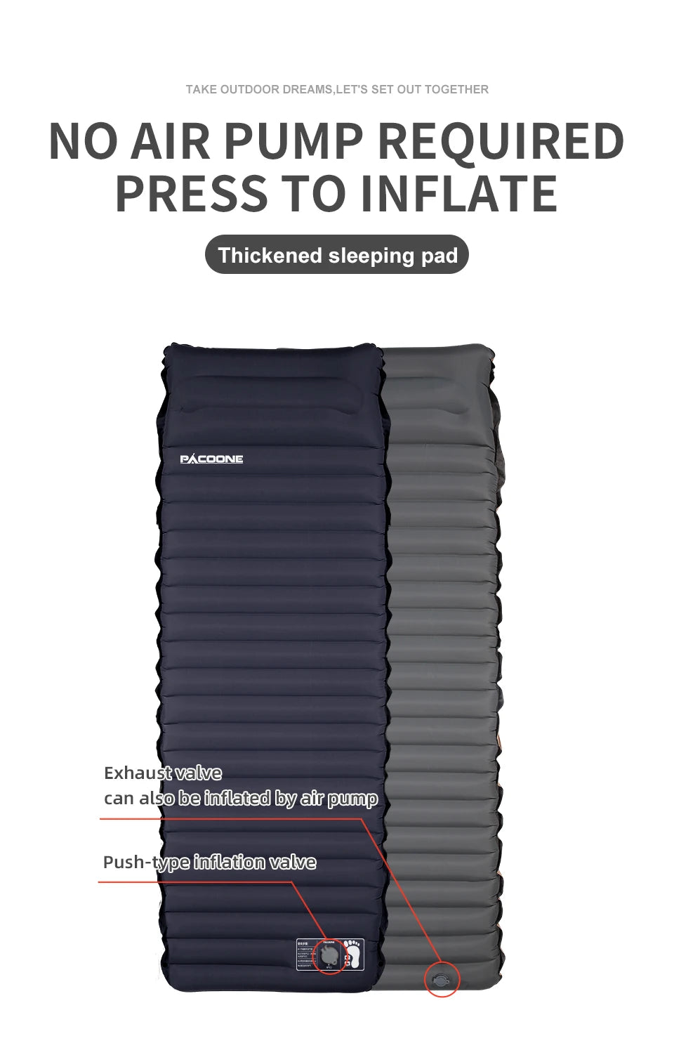 Ultralichte Zelfopblazende Campingmat – Comfortabel Luchtbed voor Backpacken, Wandelen & Outdoor