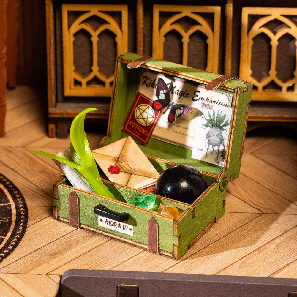 DIY Miniatuurhuis Magic Study – 3D Houten Puzzel 267 Onderdelen – Creatief Bouwpakket Poppenhuis Decoratie 1:18 Schaal
