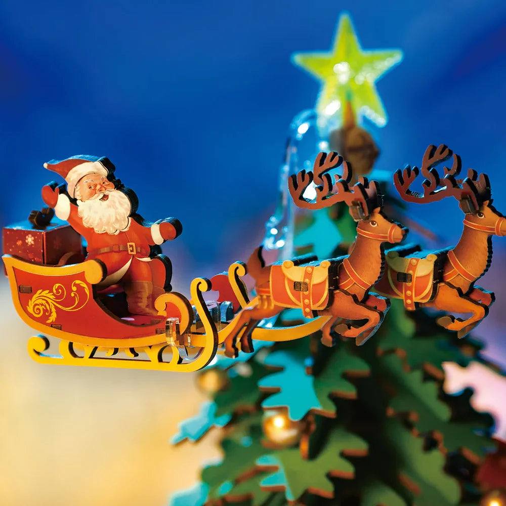 3D Houten Kerstboom Muziekdoos – DIY Puzzel met Licht en Feestelijke Kerstmelodieën – Origineel Cadeau voor Volwassenen en Kinderen