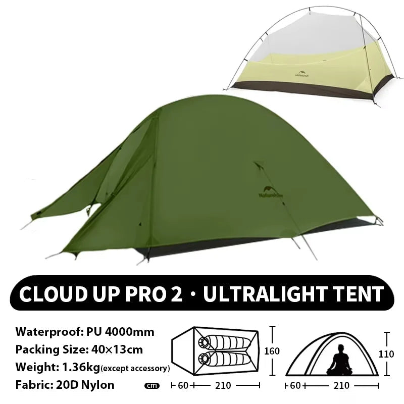 Ultralichte 1-Persoons Fietstent – Waterdichte Trekkingtent voor Backpacken en Kamperen