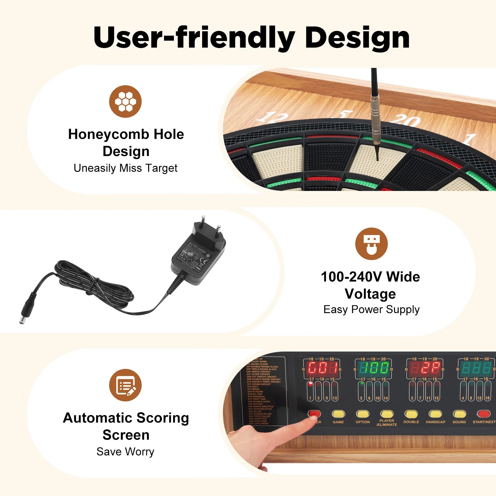 Elektronisch Dartbord met Cabinet – Automatische Score LED Darts Bord Set voor Thuis en Indoor Spellen