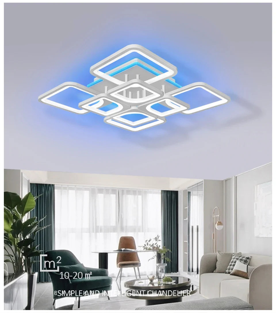 Vierkante LED Plafondlamp met Afstandsbediening en Dimfunctie – Moderne Dimbare Plafondverlichting voor Woonkamer, Slaapkamer & Hal